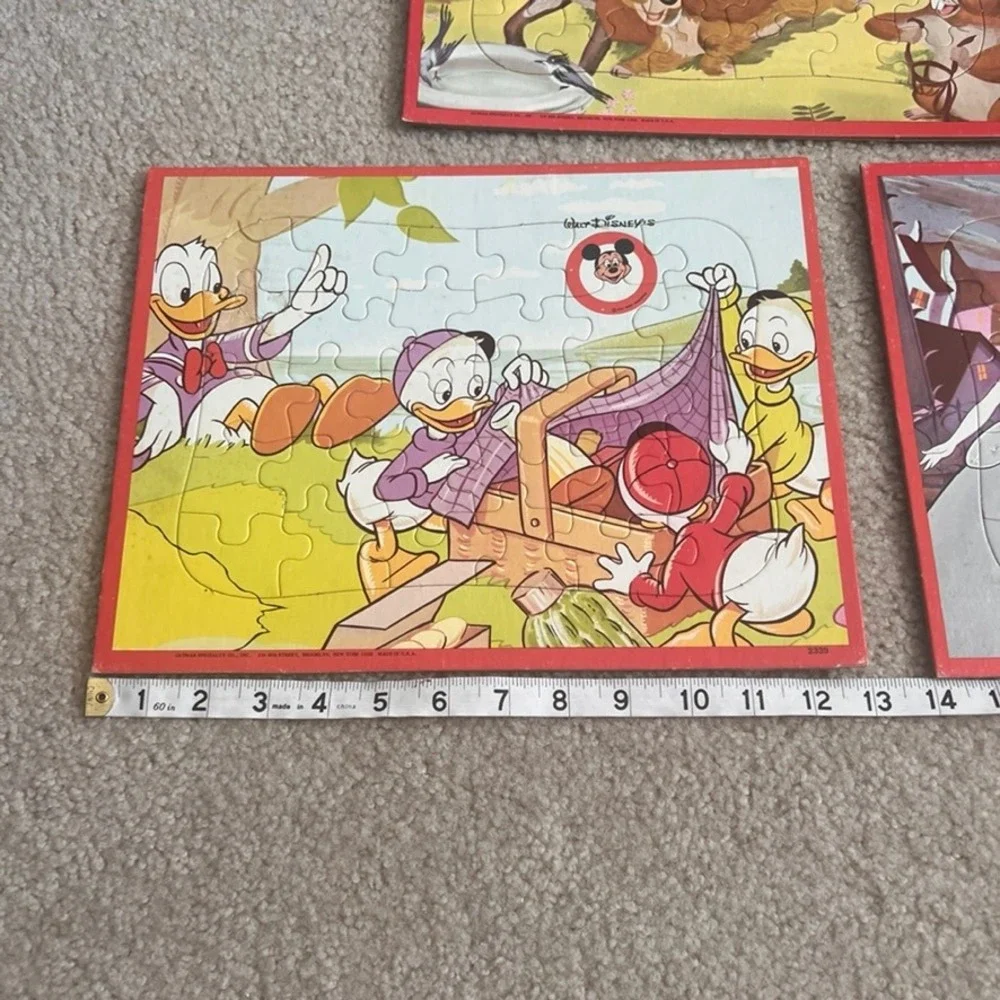 Vintage Walt Disney Framed Tray Puzzle Lot of 3‎ Lady Cinderella Donald Duck